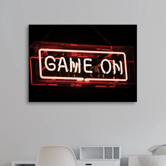 PosterGuru - Canvas Schilderij - Game On Neon - GamePoster - 90 x 60 cm