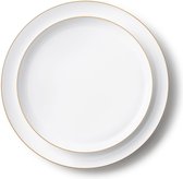 Decorline- 20 Vaisselle de fête réutilisable de Premium blanche avec bordure dorée - Collection Edge .