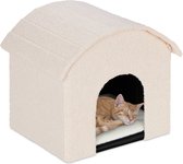 Relaxdays kattenhuis binnen - inklapbaar kattenholletje - kattenmeubel met kraboppervlak
