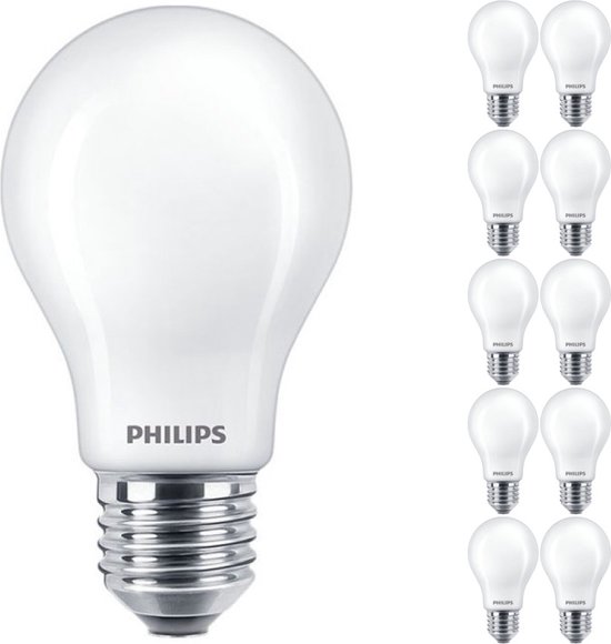 Pack discount 10x Ampoule LED Philips Corepro E27 Poire Mat 7W 806lm - 830 Blanc Wit | Remplace 60W