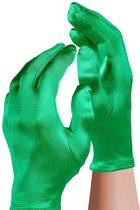 Apollo - Satijnen handschoen - Gala handschoenen - 20 cm - Groen - One size - Lange handschoenen verkleed - accessoires - Carnaval