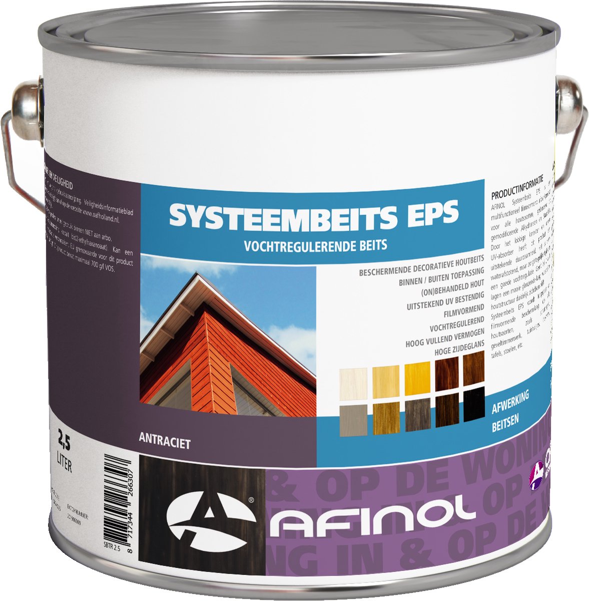 Afinol Systeembeits Dark Brown 2,5 liter - Met UV-Filter - Uitstekend geschikt als Buiten Beits - Tuinbeits - Laagvormend - Glans - in 9 populaire kleuren