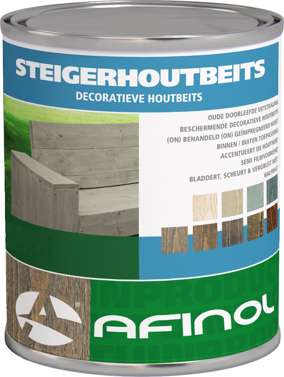 Afinol Steigerhoutbeits Mint Wash 750 ml - Steigerhout Beits - 9 Trendy Kleuren - Steigerhout beschermen - Beschermt tegen vocht