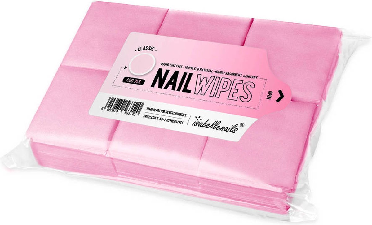 Isabelle Nails Gladde Nail Wipes Stofvrije Wattenschijfjes Classic 600 stuks Roze