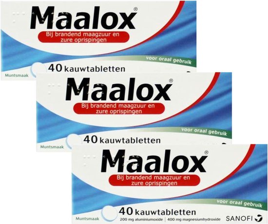 Foto: Maalox kauwtabletten muntsmaak 3 x 40 tabletten