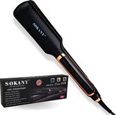 Sokany Premium Stijltang - Hair Straightener Keramische Platen - Brede Platen - PTC beschermd - Zwart