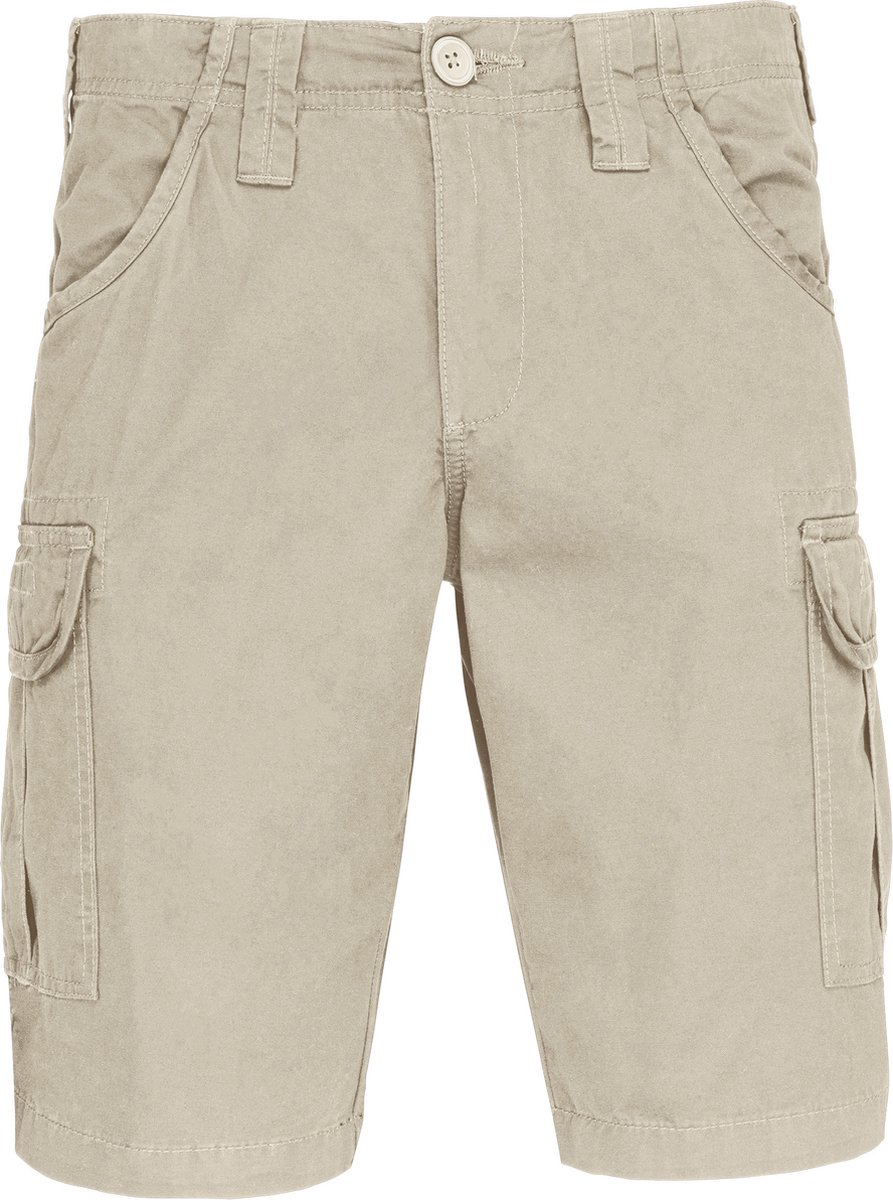 Zand Bermuda Korte Broek met vintage afwerking merk Kariban NL – 42 FR Beige