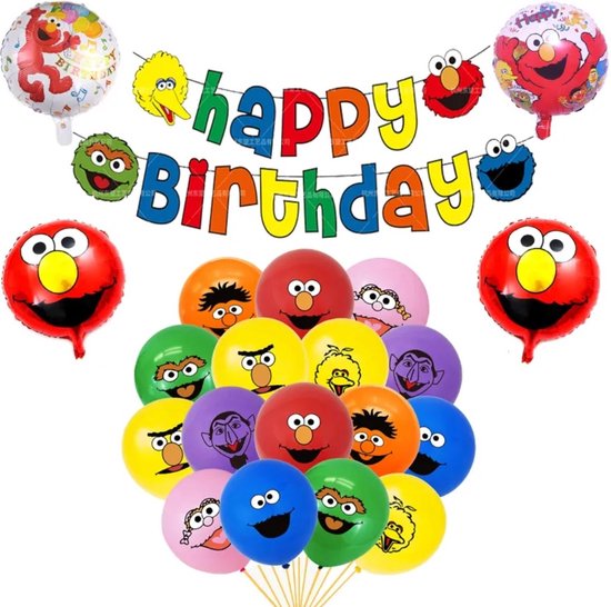Sesamstraat - Ballonnen - Verjaardag - 10 Stuks - Mix - Knoopballonnen - Latex Ballonnen - Themafeestje - Versiering - Decoratie - Birthday - Kinderpartijtje - Kinderen - Bert&Ernie - Pino - Koekiemonster - Elmo - Oscar - Graaf Tel - Purk