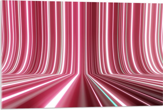 WallClassics - Acrylglas - Verschillende Tinten Roze in Streeppatroon - 90x60 cm Foto op Acrylglas (Met Ophangsysteem)