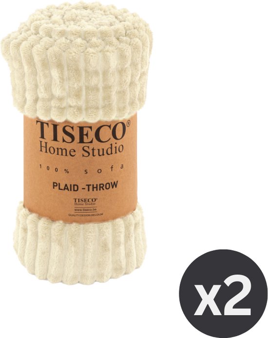 TISECO HOME STUDIO - Plaid RIBBLE - SET/2 - Microflannel - 130x160 cm - ivoor