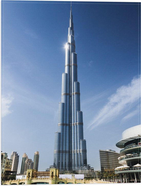 Vlag - Wolken en Zonlicht op Burj Khalifa Hotel - 30x40 cm Foto op Polyester Vlag