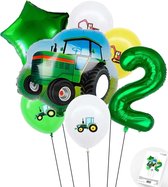 Ballon numéro 2 ans Tracteur - Fermier - Ferme - Soirée à thème Forfait Ballon - Vert - Ballon Hélium - Snoes