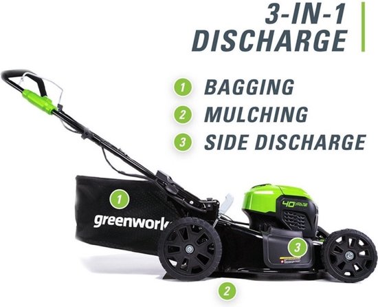 Greenworks Accugrasmaaier 40 volt incl accu's en lader GD40LM46SPK4X van Greenworks — afbeelding 4