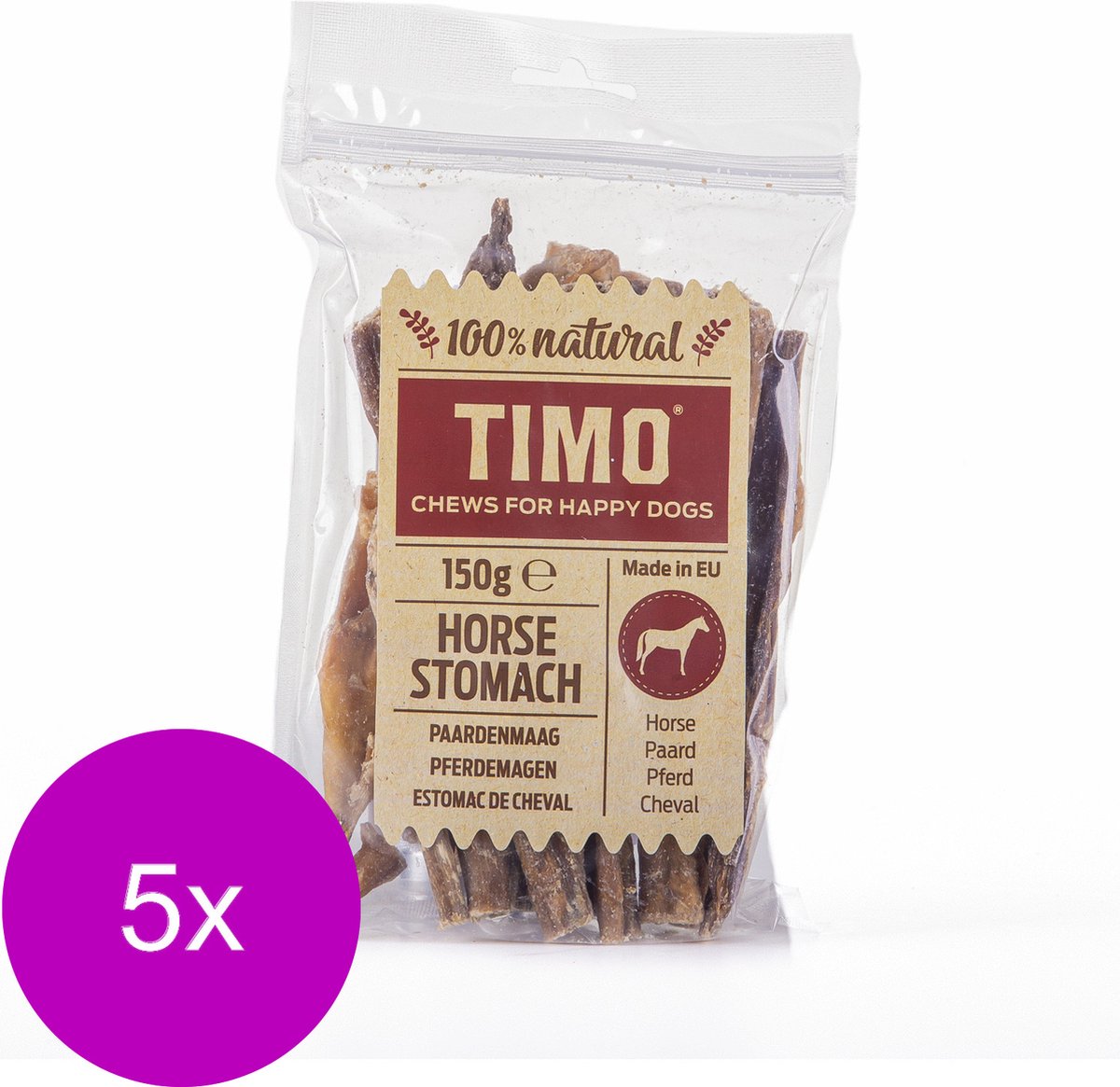 Timo Paardenmaag - Hondensnacks - 5 x Paardenvlees 150 g