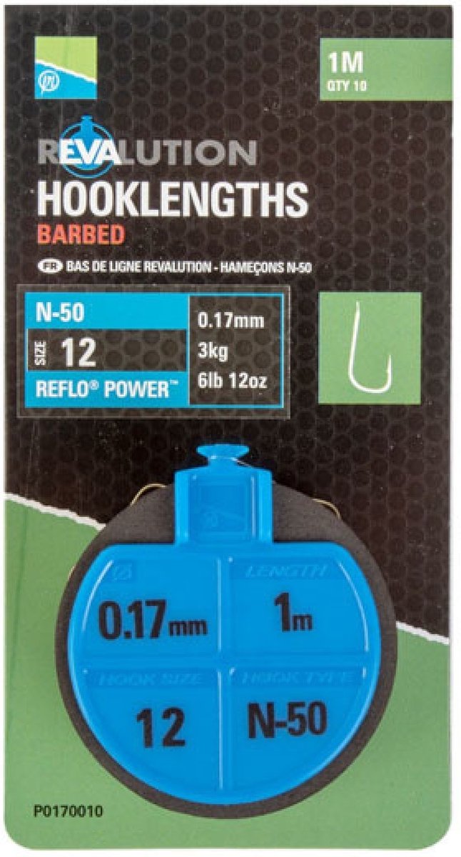 Preston Onderlijnen N-50 Revalution Hooklengths Barbed 100cm (10 pcs)