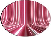WallClassics - Dibond Ovaal - Verschillende Tinten Roze in Streeppatroon - 28x21 cm Foto op Ovaal (Met Ophangsysteem)