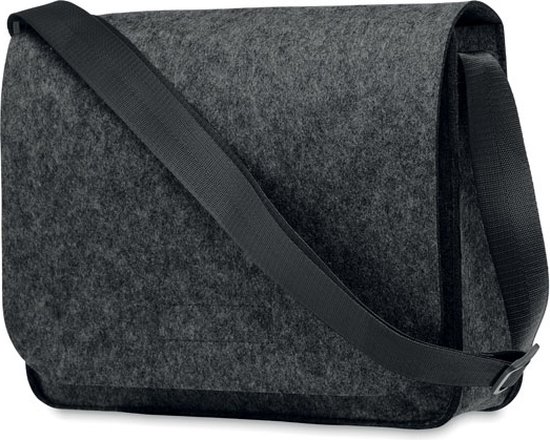 Foto: Laptoptas laptophoes schoudertas tas 15 inch 36 x 27 cm duurzaam rpet vilt donkergrijs