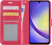 Hoes Geschikt voor Samsung A34 Hoesje Book Case Hoes Flip Cover Wallet Bookcase - Donkerroze