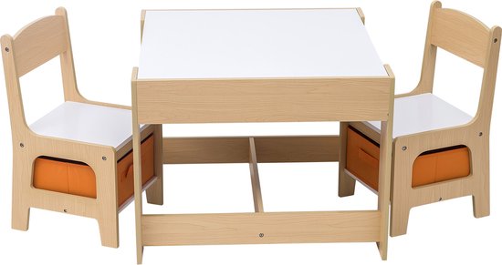 Foto: Kinderbureau met 2 stoeltjes bureau voor kinderen tekentafel knutseltafel bruin hout