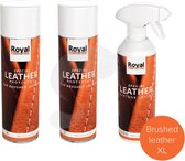 Brushed leather set XL - Vintage en geschuurd leer - onderhoudsset - 2 x protector - 1 x vintage lotion