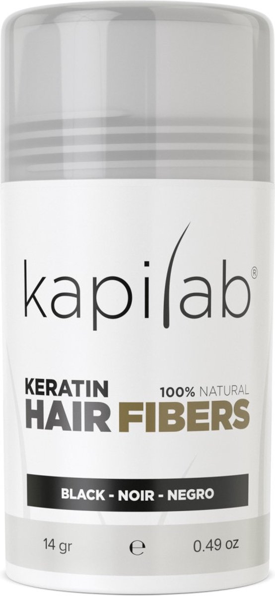 Kapilab Hair Fibers Zwart - Keratine haarvezels verbergen haaruitval - Direct voller haar - 100% natuurlijk - 14 gram
