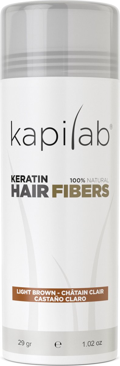 Kapilab Hair Fibers Lichtbruin - Keratine haarvezels verbergen haaruitval - Direct voller haar - 100% natuurlijk - 29 gram