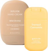 HAAN Hand Creme Handspray Tranquile Camomile & Handcrème Wild Orchid - Set van 2 Stuks - Duo-pack - Navulbaar