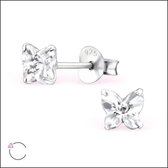 Aramat jewels ® - Kinder oorbellen vlinder licht paars 5mm swarovski elements kristal 925 zilver