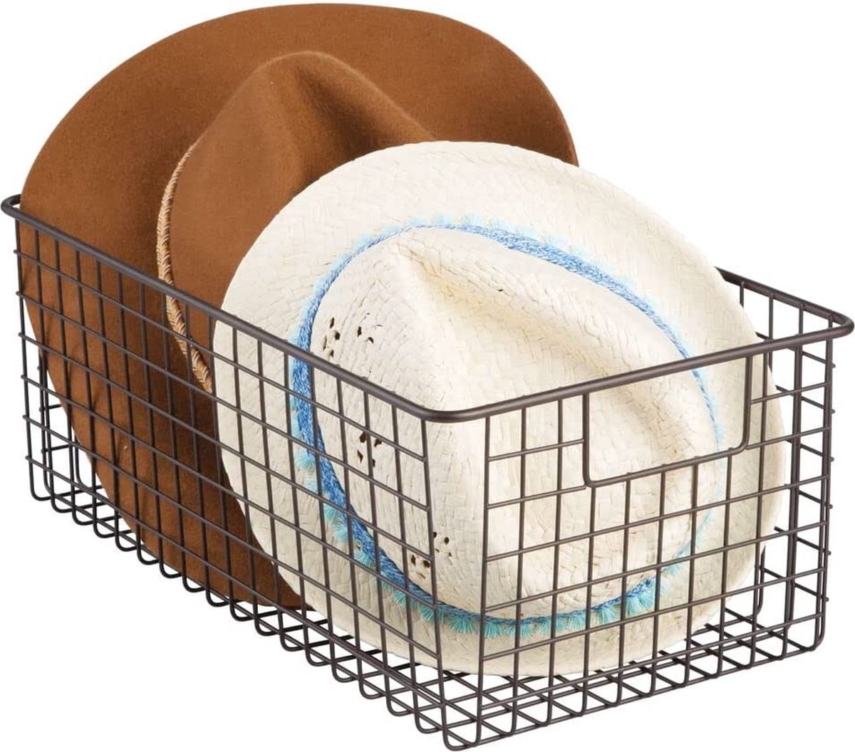 mDesign Schoenendoos – praktische draadmand voor het opbergen van schoenen, portefeuilles, handtassen of schoenen ruimtebesparend bewaren, bronskleurig