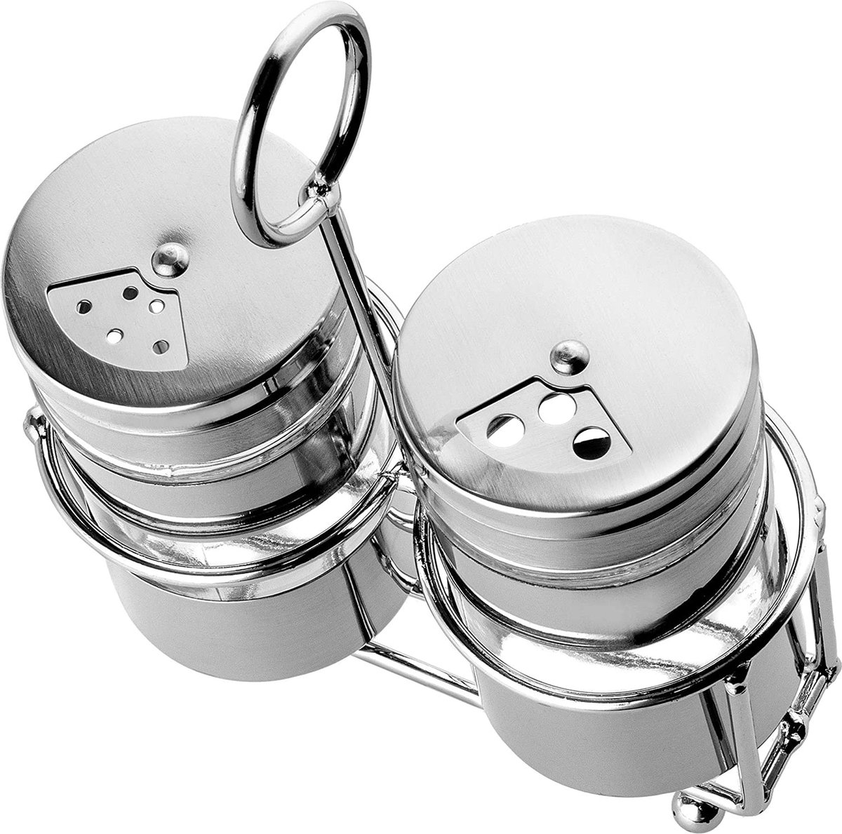 Kela 10859 Kruidenpotjes 6 Stuks – Glas & RVS, Grove En Fijne Strooiers Voor Keuken