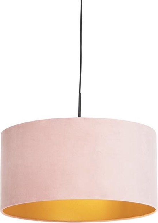 QAZQA combi - Landelijke Hanglamp met kap - 1 lichts - Ø 500 mm - Roze - Woonkamer | Slaapkamer | Keuken