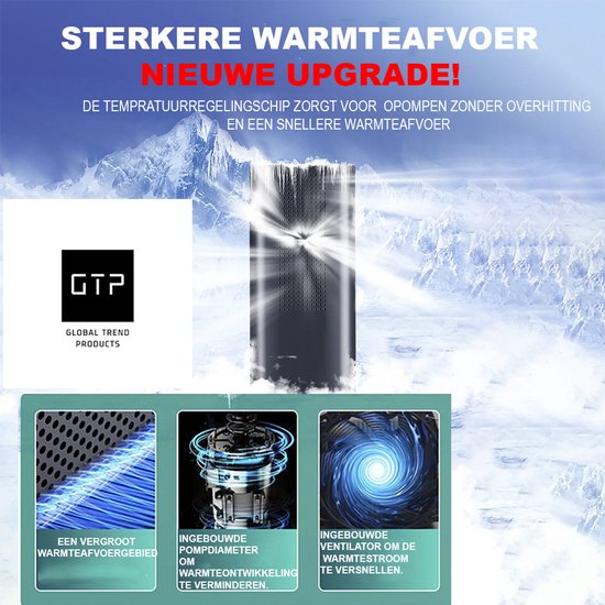 GTP Draagbare Luchtcompressor - Elektrische Bandenpomp - Luchtcompressor Oplaadbaar - Fiets Motor Auto en Ballen - Powerbank - Zaklamp — afbeelding 4