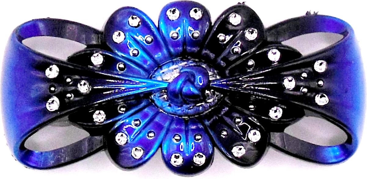 Patentspeld blauw strik met strass punten