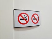 Wandframe met pictogram | Roken en vapen verboden | 20 x 10 cm | met frame | Muurframe | Deurbordje | Stijlvol design | Gemakkelijk te monteren | Complete set | Muurbevestiging | 1 stuk