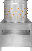 KuKoo Gevogelte Plukmachine - 50cm - Kip, Kalkoen en Eend - Roestvrij Staal - 99 Rubberen Vingers - Waterpijp - Zilver