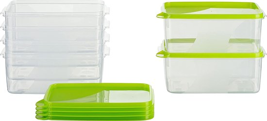 MiraHome Set van 8 rechthoekige voorraaddozen 1 liter roze 18 x 12 x 6,5 cm Oostenrijkse kwaliteit
