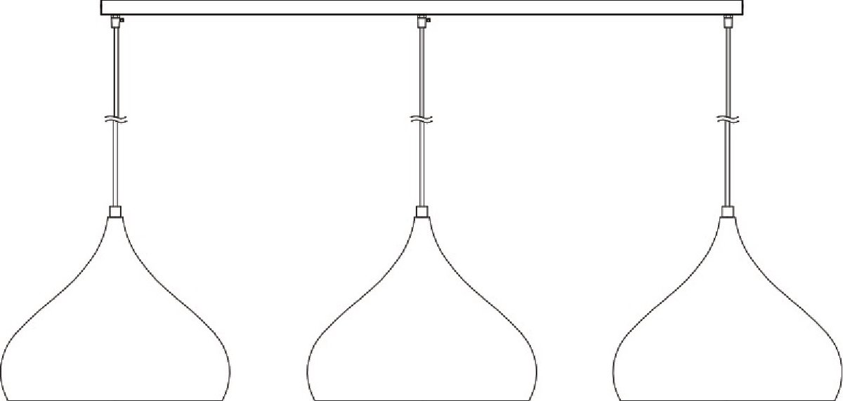Losse opbouw basis voor pendels 3x, zwart, 150cm