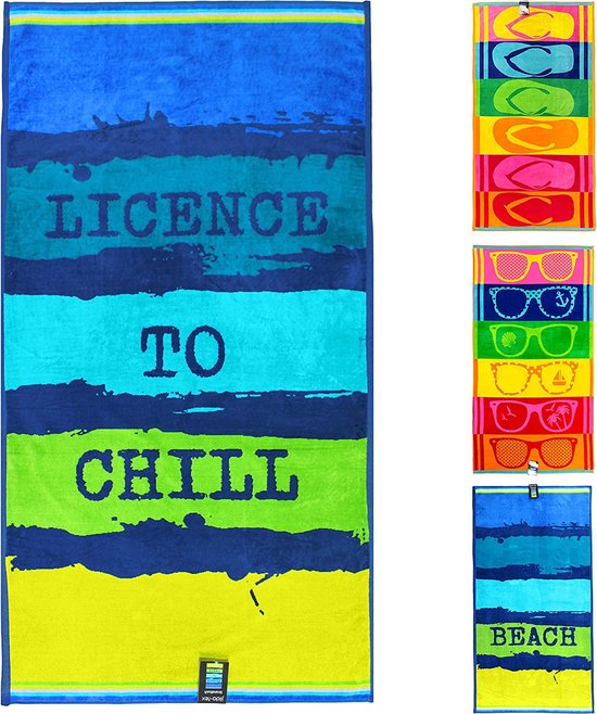 DecoKing Beach Towel - 90x180cm Shark Print, Cotton Terry Velour, Sand Resistant, Large Bath Towel For Beach & Spa
