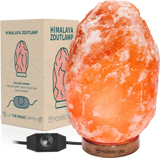 Lampe de sel de Himalaya XL dimmable 6-8KG - Lampe de table - Lampe d'ambiance - Veilleuse en pierre de sel - Dimmable - Incl. Ebook – Cadeau