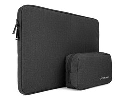 foto van Laptophoes 15,6 inch - Laptop Sleeve, Tablet Hoes met kabel organizer etui - Zwart