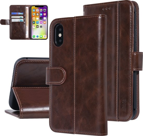Accessoire UNIQ Coque de type livre pour iPhone Xs Max Brown Soft Skin