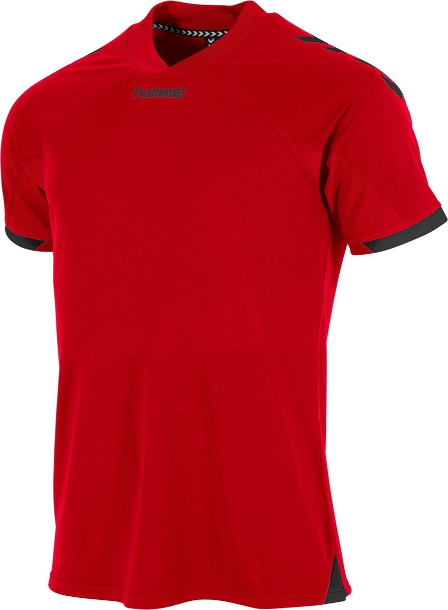 Hummel Fyn Shirt Korte Mouw Heren - Rood / Zwart | Maat: S