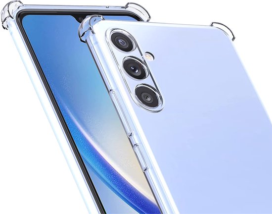 Coque transparente avec coins renforcés pour Samsung Galaxy A34 5G, avec découpe pour appareil photo.