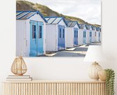 Canvas Schilderij Blauwe Strandhuisjes