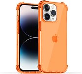Smartphonica iPhone 14 Pro transparant shockproof siliconen hoesje met stootrand - Oranje / Back Cover geschikt voor Apple iPhone 14 Pro