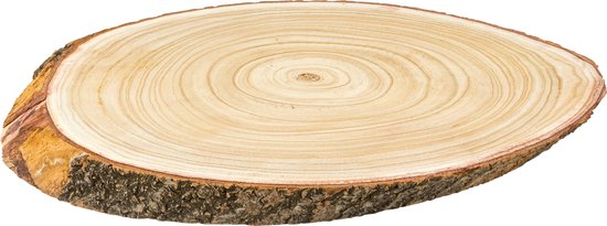 Kaarsenplateau/kaarsenbord boomschijf hout -51 x 32 x 4 cm -ovaal