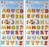 Stickervelletjes - 2x - 34 sticker letters A-Z - gekleurd - alfabet
