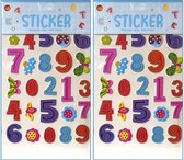 Stickervelletjes - 2x - 25x sticker cijfers 0-9- gekleurd - nummers