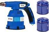 Gasbrander/soldeerbrander - verstelbaar - blauw - incl. 2x gas navulling 190 gram