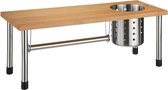5Five keukenrek/aanrecht organizer met keukenrolhouder/keukengerei houder - 56 x 20 x 21 cm - bamboe hout/rvs